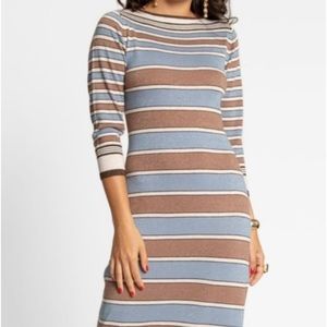 Frances Valentine NWOT blue brown lures knit maxi dress